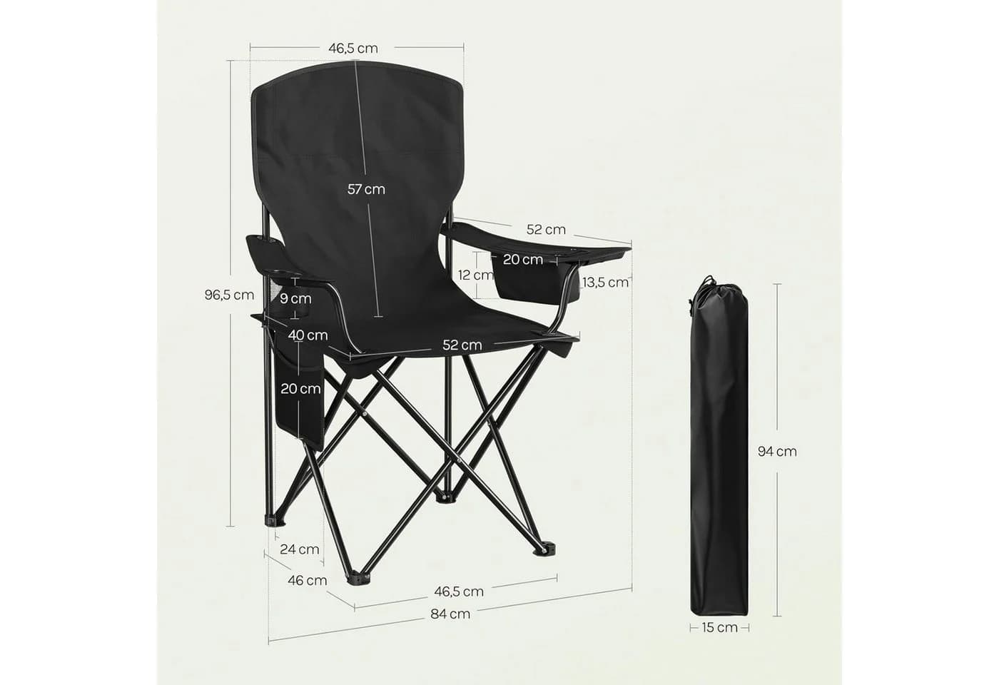 Woltu Campingstuhl 2er Set Klappbar mit Kühltasche & Getränkehalter - Bild 3