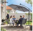 WOLTU Sonnenschirm 3x3m mit Solar-LED-Beleuchtung, drehbar, Beige/Grau Bild 1