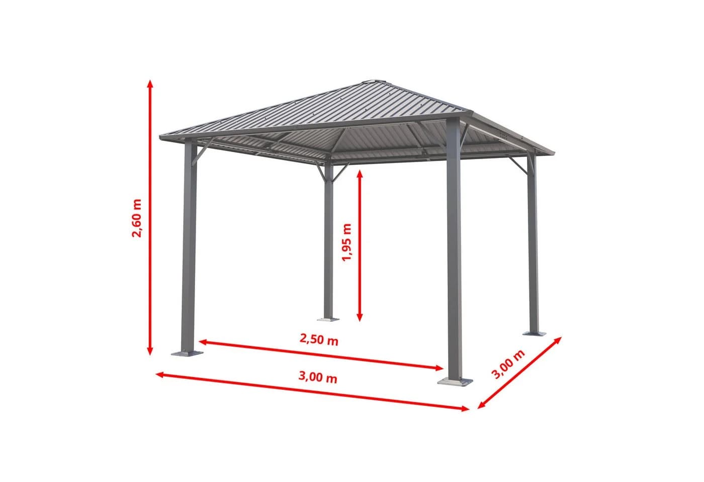 TOOLPORT Pavillon Gartenpavillon 3x3 m Moonlight Superior grau mit 4 Seitenteilen und 4 Moskitonetzen - Bild 2
