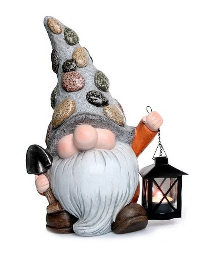 Dragimex Gartenfigur Wichtelfigur mit Laterne 35 cm