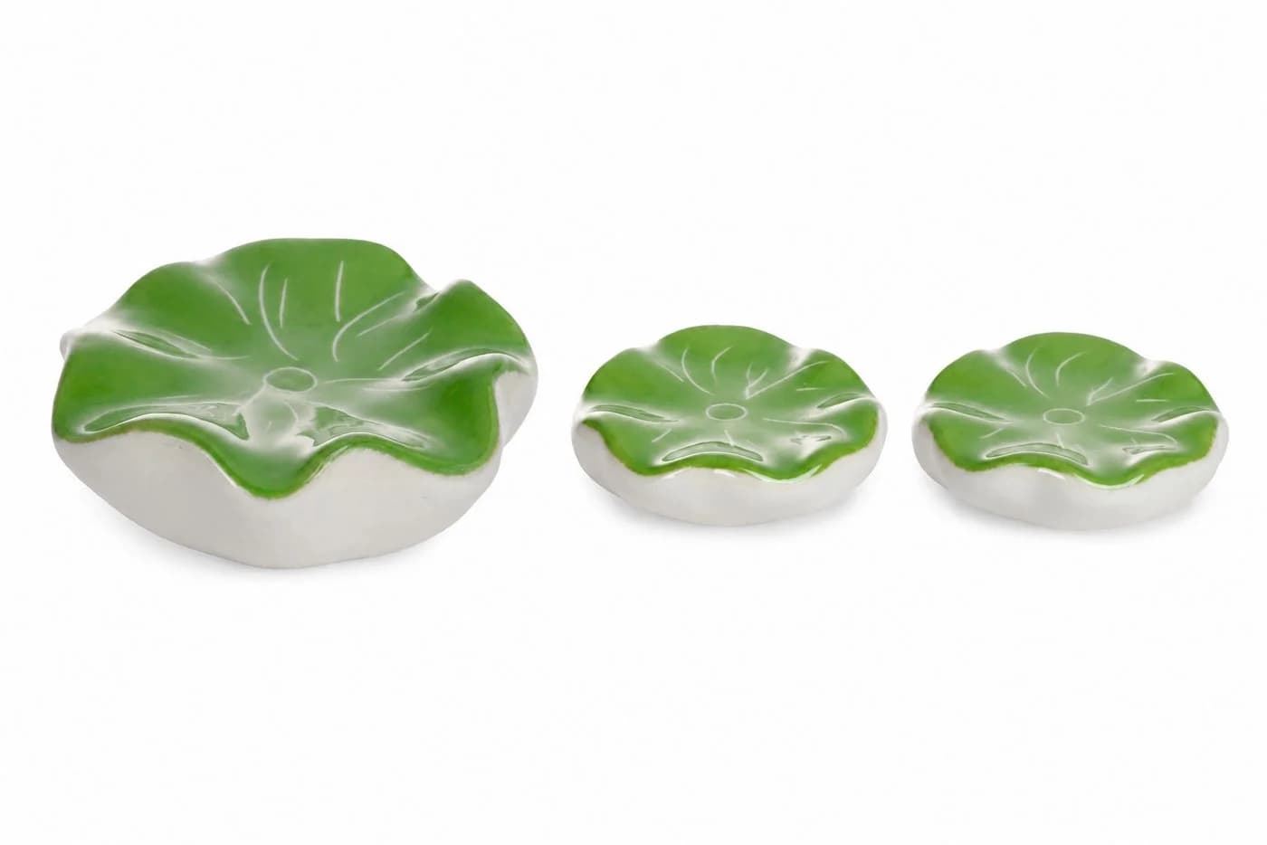finehomegarden Teichfigur Lotusblatt Porzellan Grün 2er Set - Bild 2