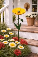 finehomegarden Gartenstecker Mohnblume Metall Gelb Bild 1