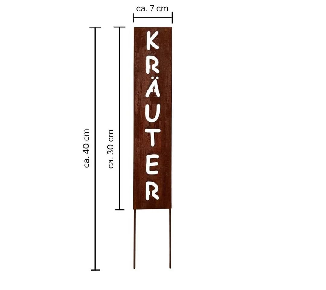 Dragimex Kräuterstecker 40cm Rostdesign Gartenstecker