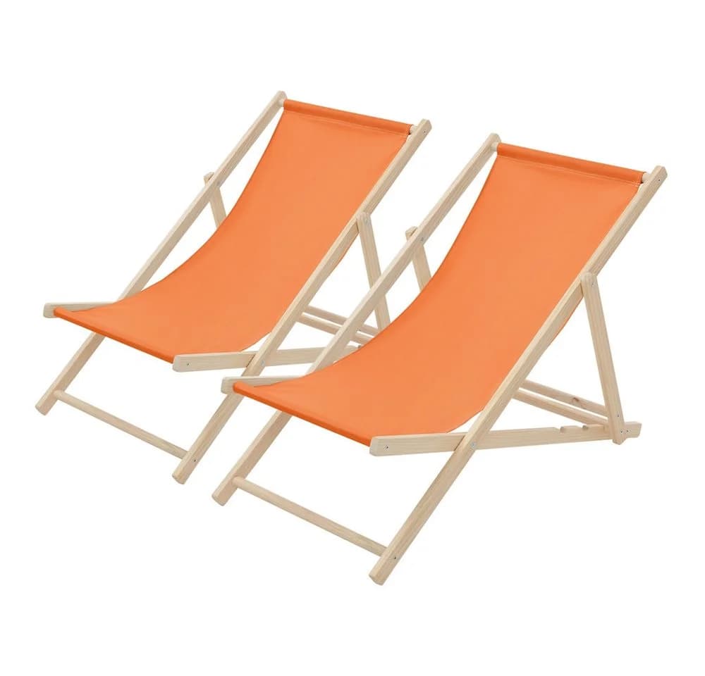 ECD Germany Gartenliege Holz Orange Klappbar 2er Set - Bild 2
