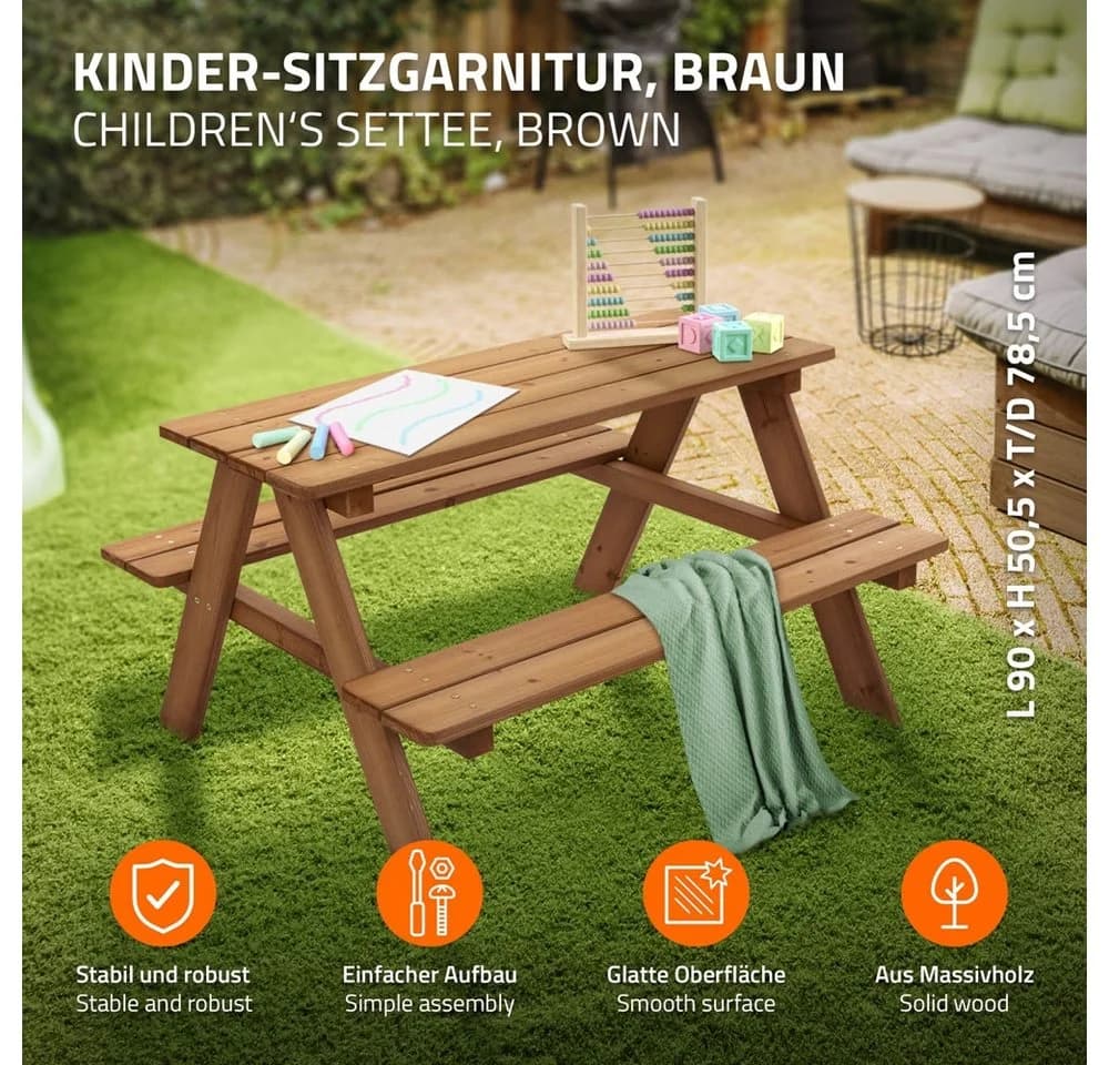 ML-DESIGN Kindersitzgarnitur Braun Massivholz 4 Plätze