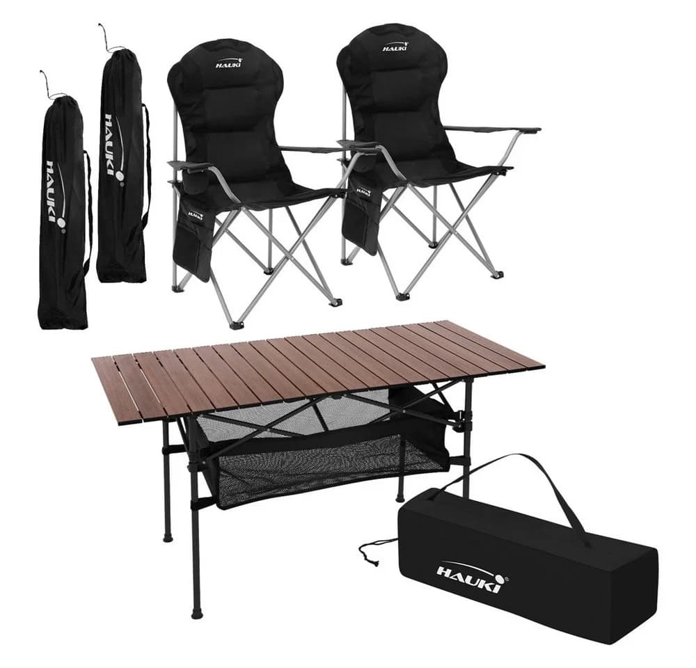 Hauki Campingmöbel-Set 3-tlg. mit Aluminiumtisch & 2 Klappstühlen - Bild 2
