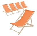 ECD Germany 5er Set Gartenliege Holz Klappbar Strandliege Orange Bild 2