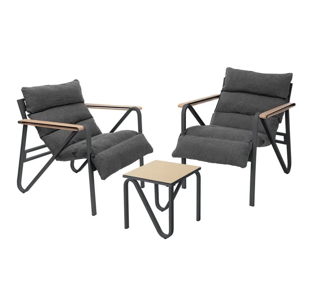 ML-DESIGN Gartenlounge-Set 3-tlg. Anthrazit/Grau mit Keramikglas-Tisch - Bild 2