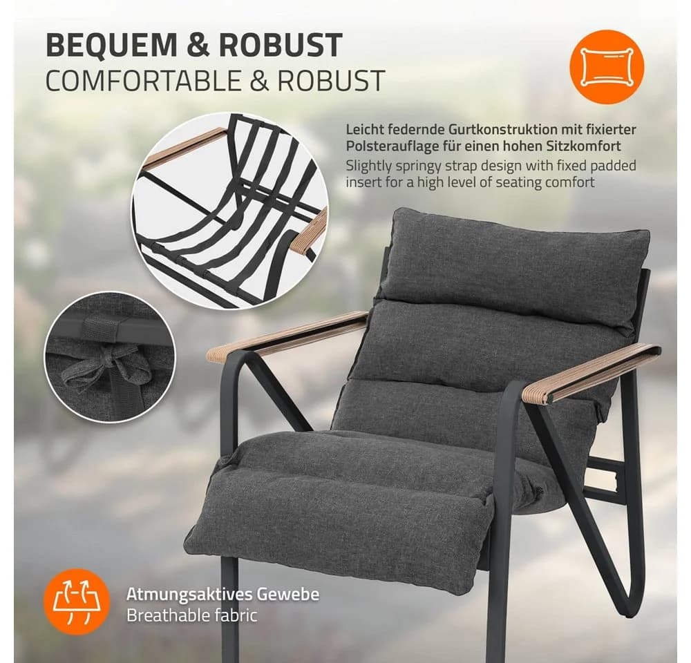 ML-DESIGN Gartenlounge-Set 3-tlg. Anthrazit/Grau mit Keramikglas-Tisch - Bild 5