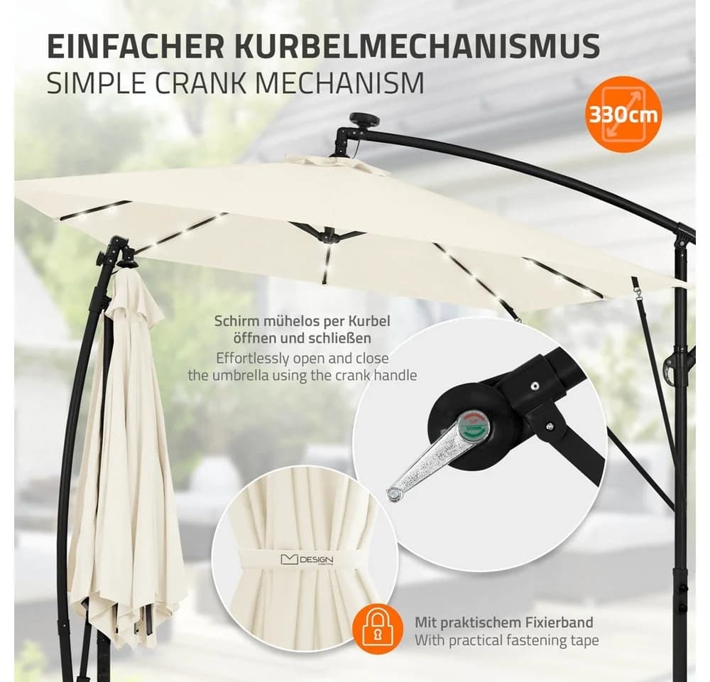 ML-DESIGN Ampelschirm Beige mit LED & Solar - Bild 3
