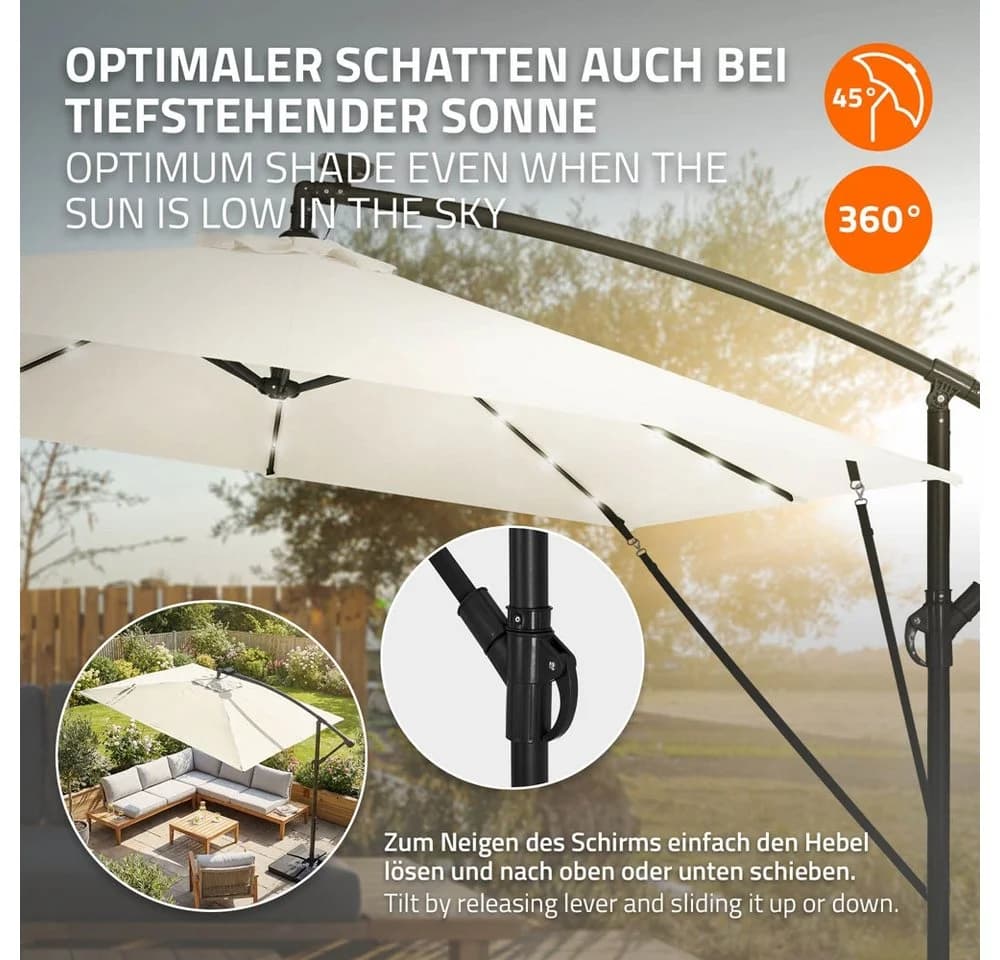 ML-DESIGN Ampelschirm Beige mit LED & Solar - Bild 4