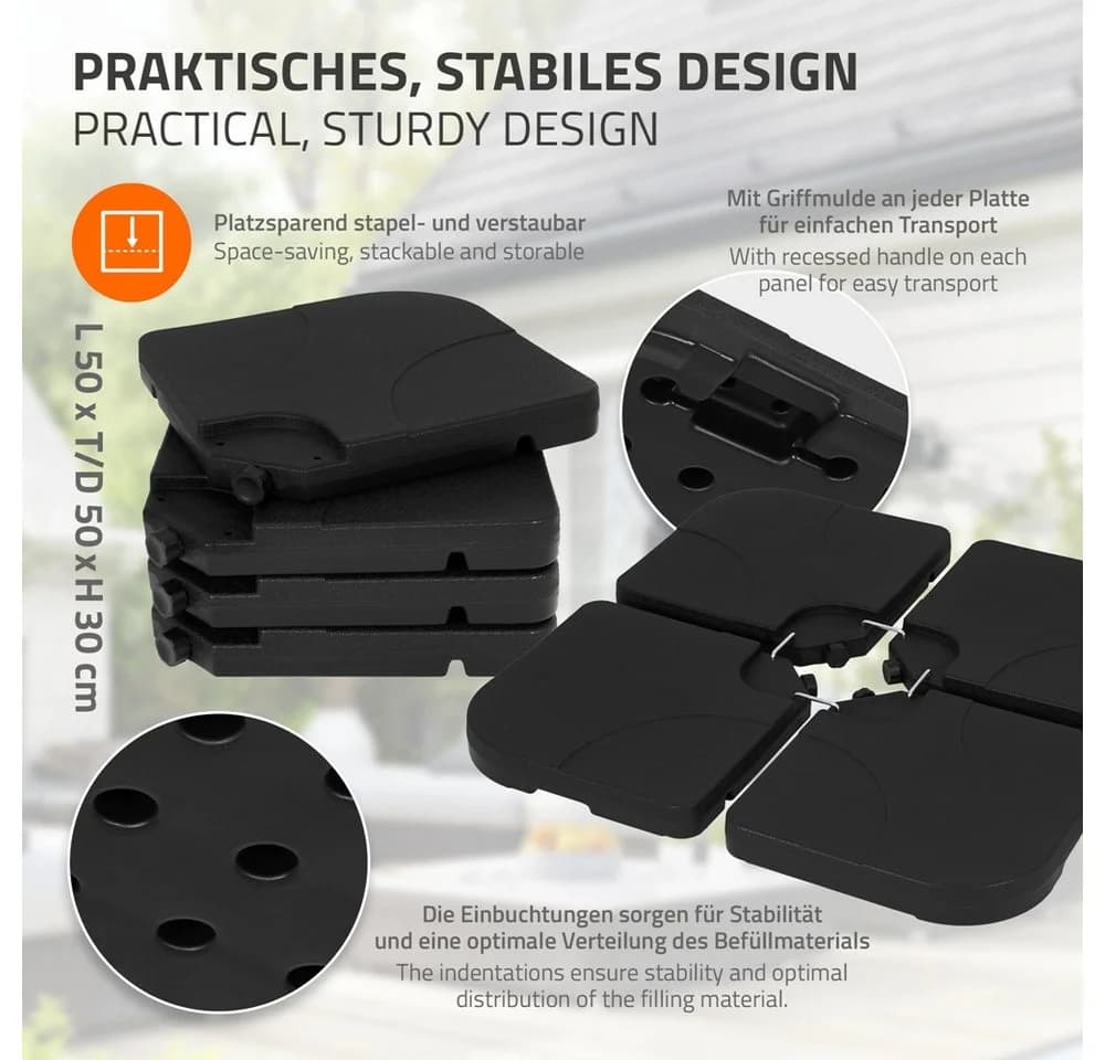 ML-DESIGN Schirmständer-Platte 4-teilig Schwarz befüllbar - Bild 3