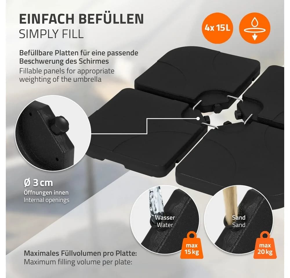 ML-DESIGN Schirmständer-Platte 4-teilig Schwarz befüllbar - Bild 4