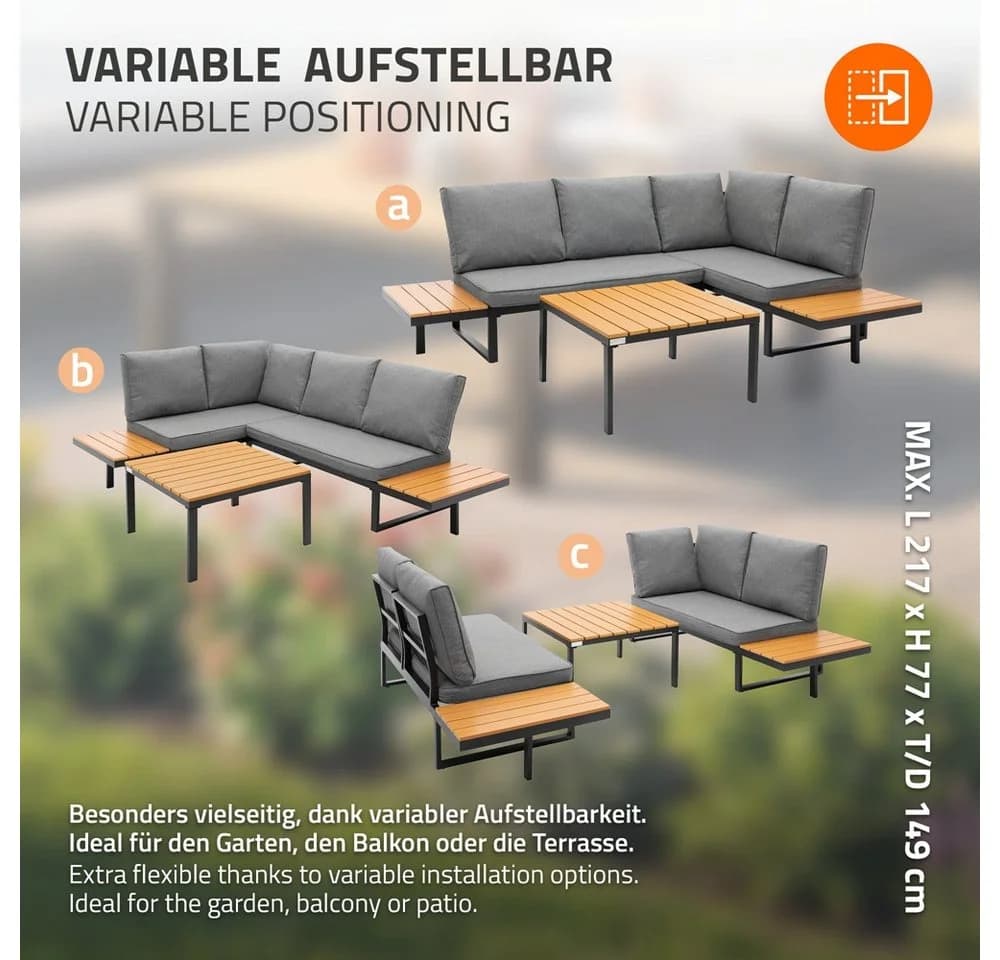 ML-DESIGN Gartenlounge-Set 3 tlg - Ecksofa mit Kissen - Bild 5
