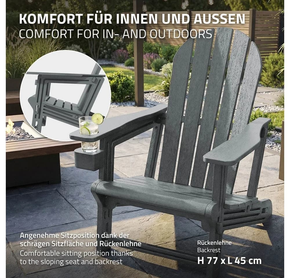 ML-DESIGN Gartenstuhl Adirondack Grau Kunststoff-Holzoptik - Bild 4