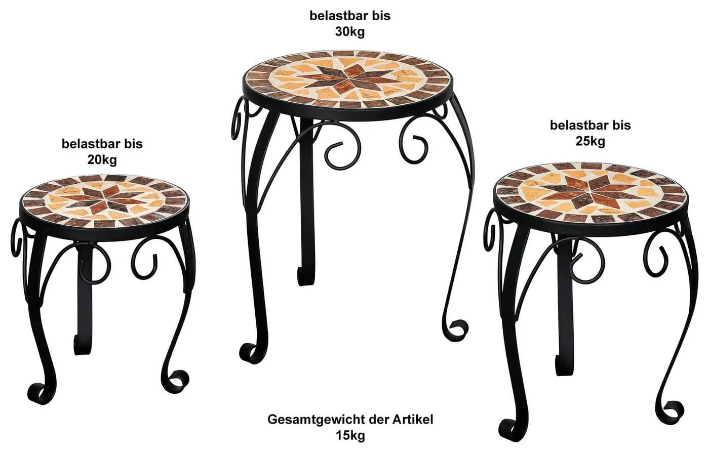 Kamelio Blumenhocker 3er Set Mosaik Metall - Bild 5