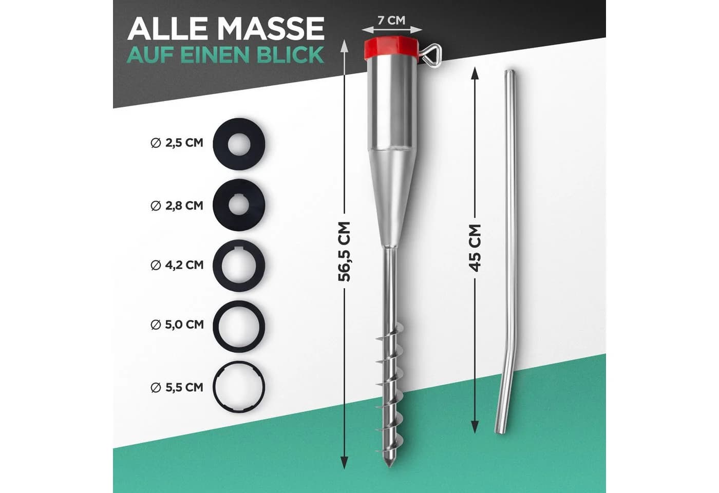 Kamelio Bodenhülse Metall Sonnenschirmständer Adapter Set Silber