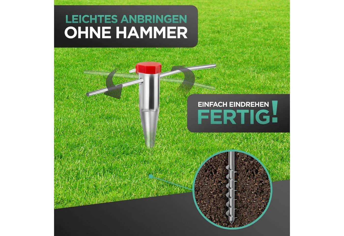 Kamelio Bodenhülse Metall Sonnenschirmständer Adapter Set Silber - Bild 4