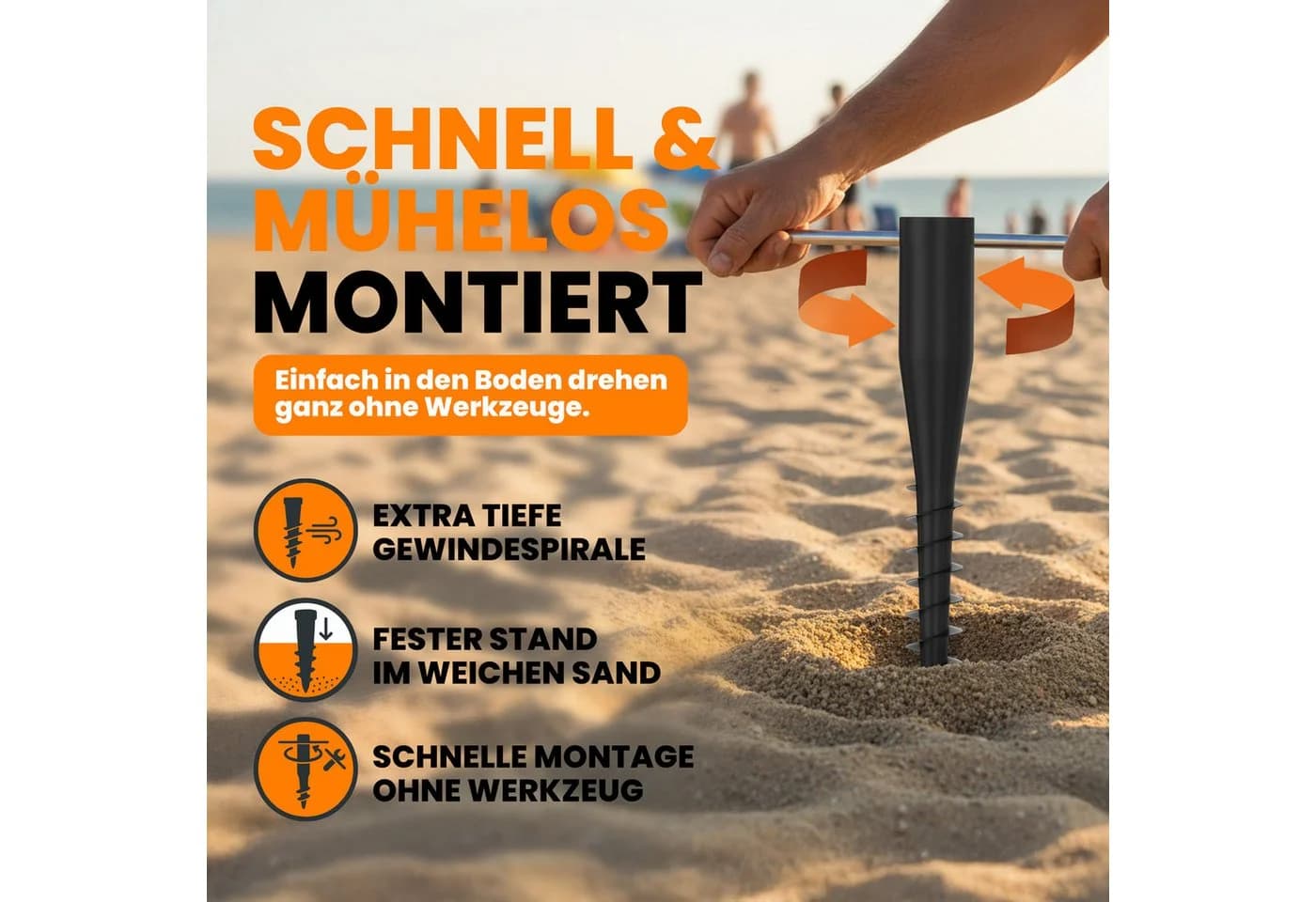 Kamelio Bodenhülse Sonnenschirm Halterung Schwarz - Bild 3