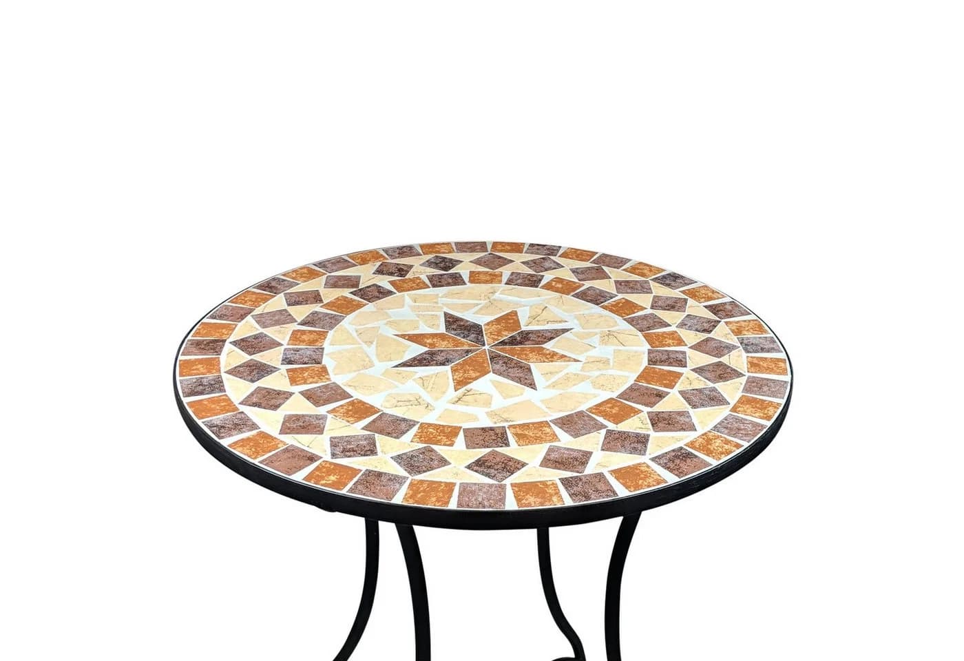 Kamelio Gartentisch 60cm Mosaiktisch rund Braun/Beige Schwarz