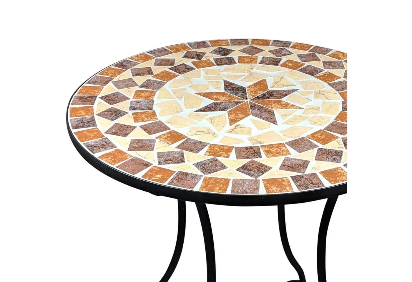 Kamelio Gartentisch 60cm Mosaiktisch rund Braun/Beige Schwarz - Bild 3