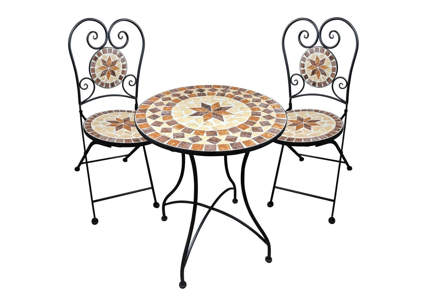 Kamelio Gartentisch 60cm Mosaiktisch rund Braun/Beige Schwarz - Bild 5