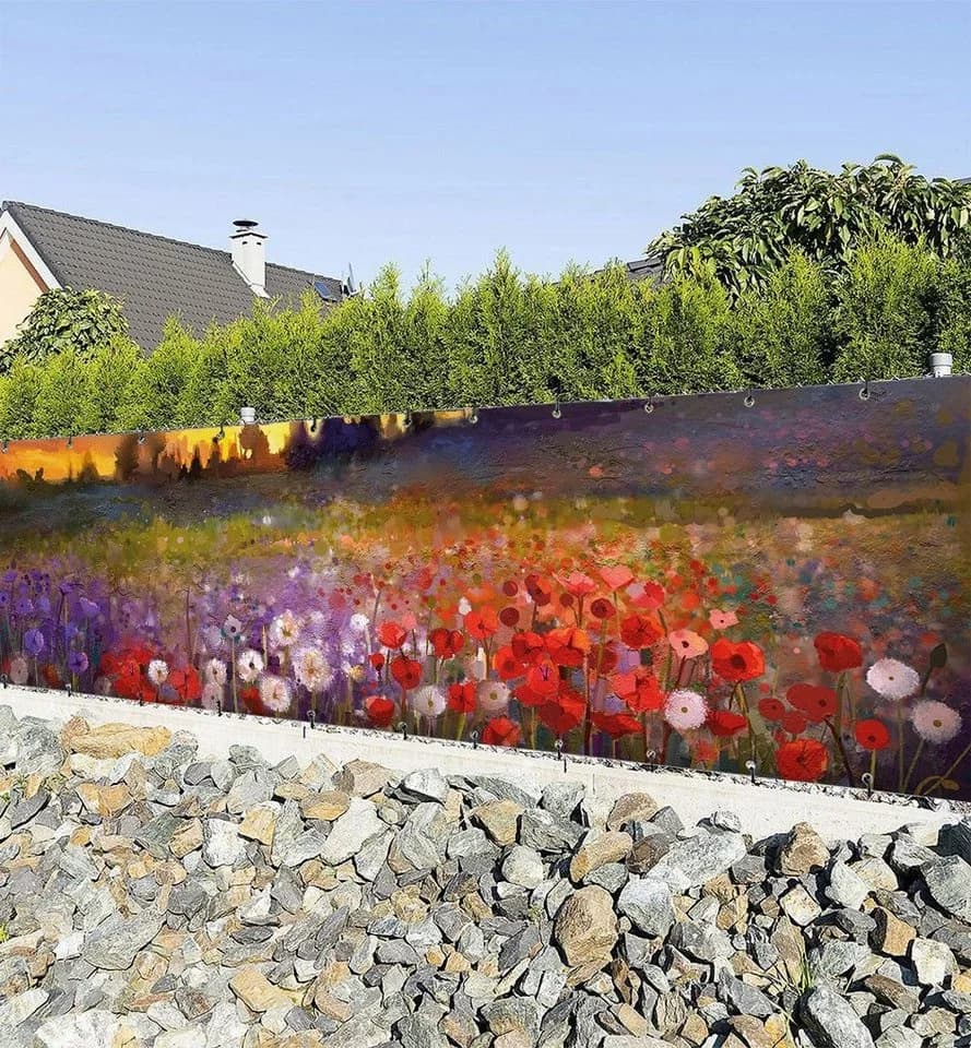 MyMaxxi Zaunbanner Sonnenaufgang Blumenfeld Sichtschutz Garten Zaun - Bild 2