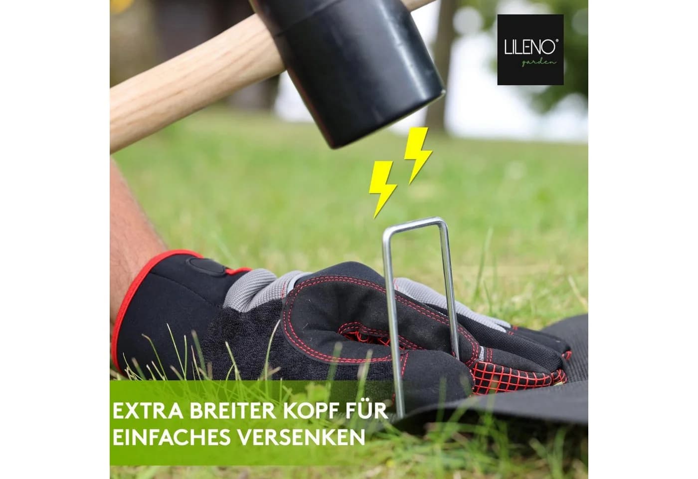 LILENO HOME Erdnägel Set 100 Stück - 14x3 cm - Erdanker für Vlies & Zelte - Bild 3
