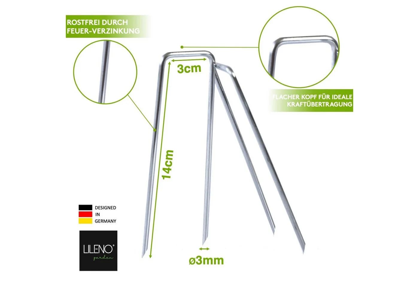 LILENO HOME Erdnägel Set 100 Stück - 14x3 cm - Erdanker für Vlies & Zelte - Bild 4