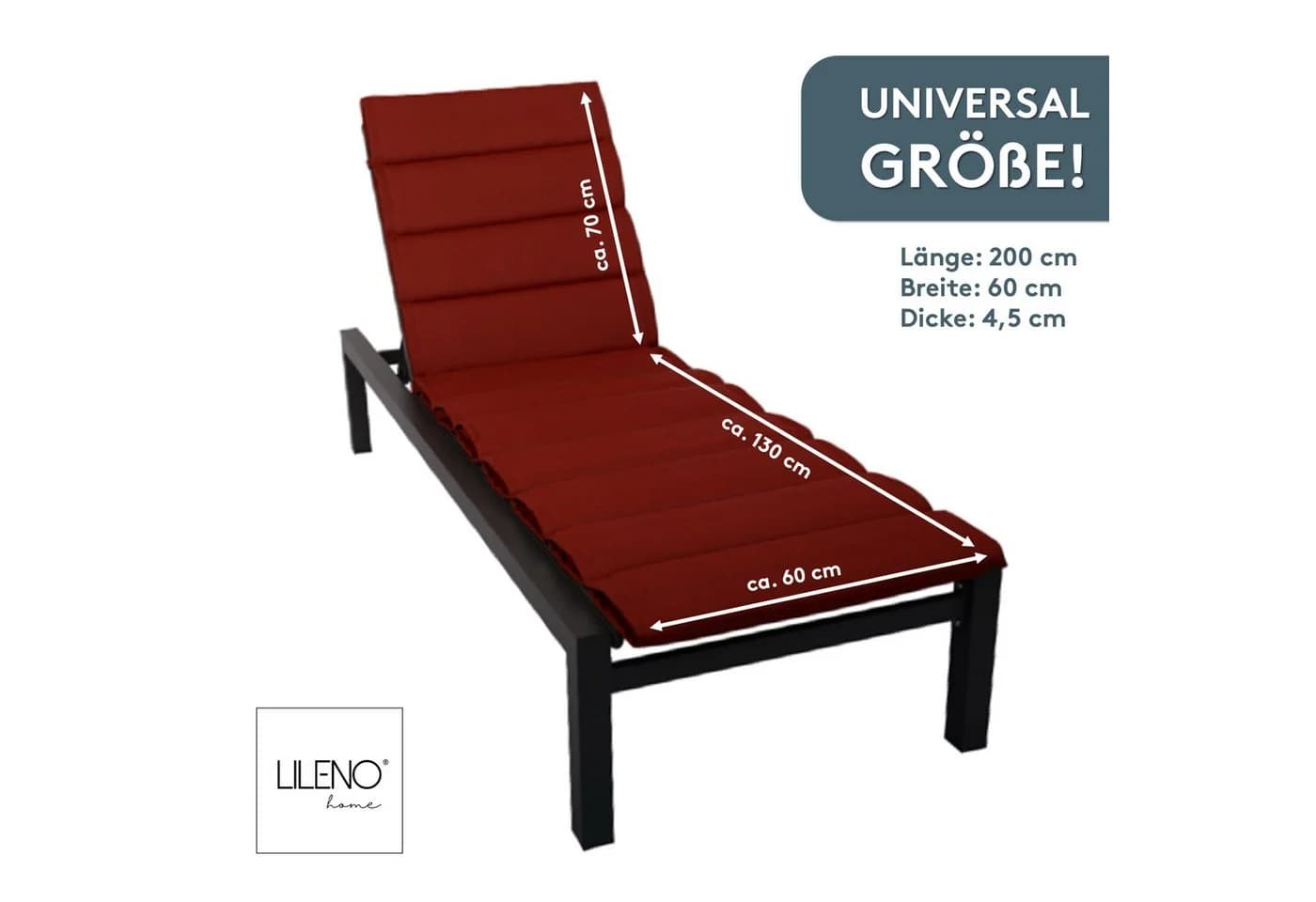 LILENO HOME Liegenauflage Rot für Rollliegen