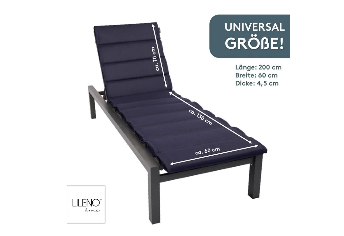 LILENO HOME Liegenauflage Dunkelblau für Rollliegen