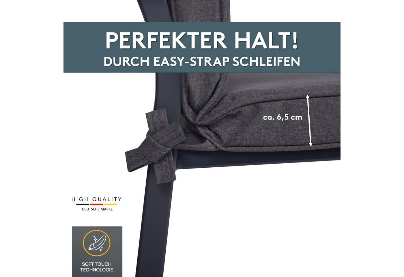 LILENO HOME Hochlehnerauflage mit Kopfkissen Anthrazit - Bild 5