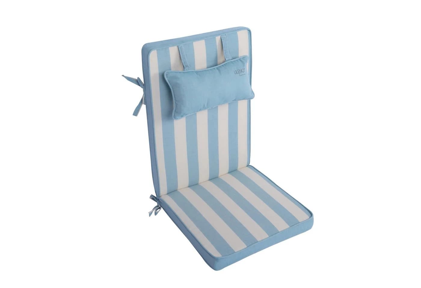 LILENO HOME Hochlehnerauflage mit Kopfkissen Aqua Blockstreifen - Bild 2