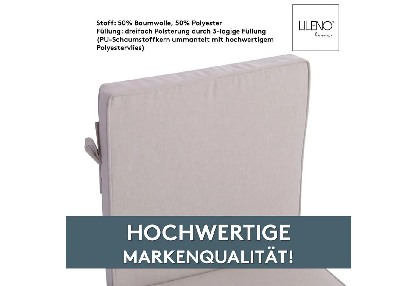 LILENO HOME Polsterauflage Niedriglehner Creme Sitzpolster waschbar - Bild 4