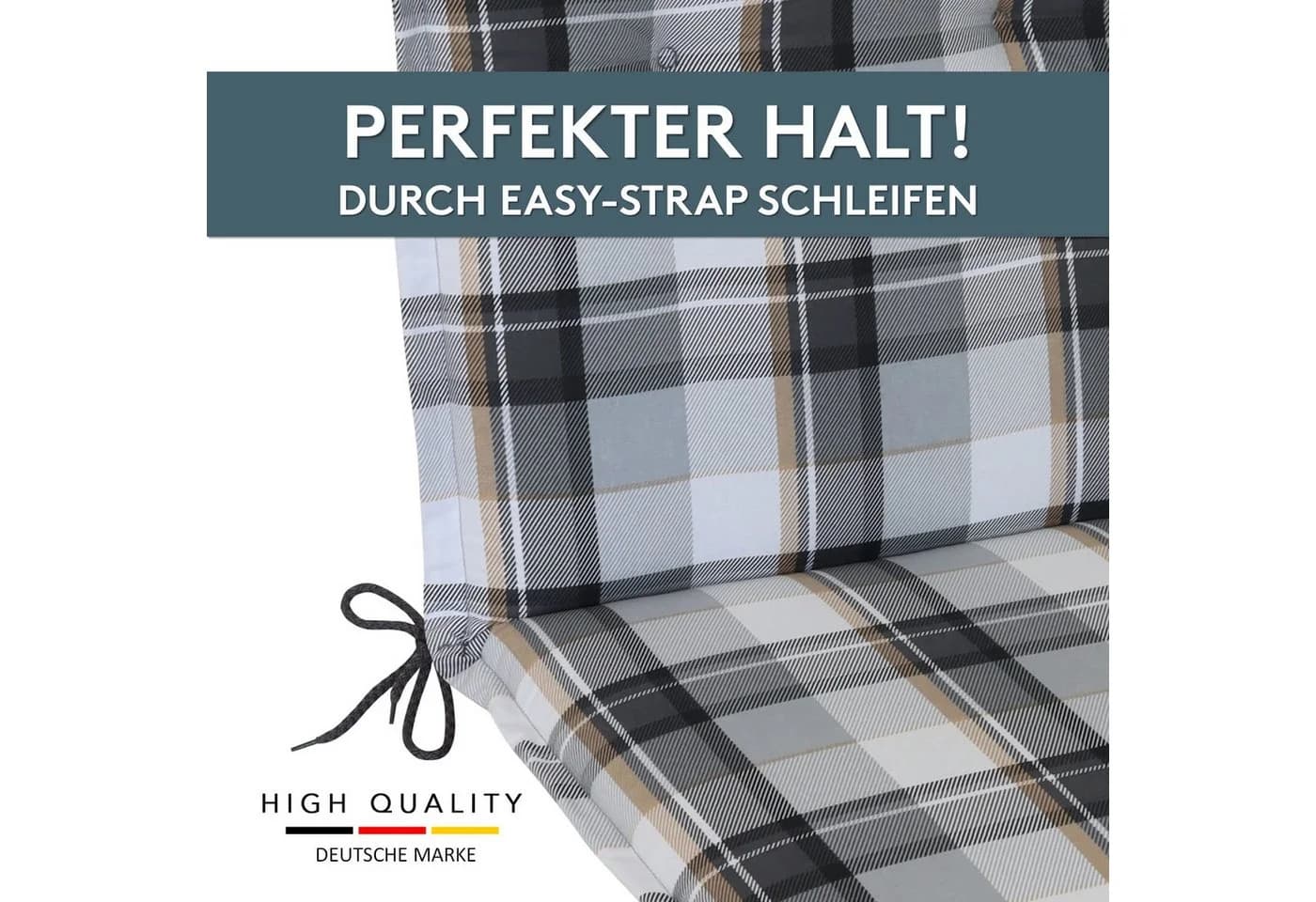 LILENO HOME Polsterauflage Niedriglehner Grau Karo - Bild 4
