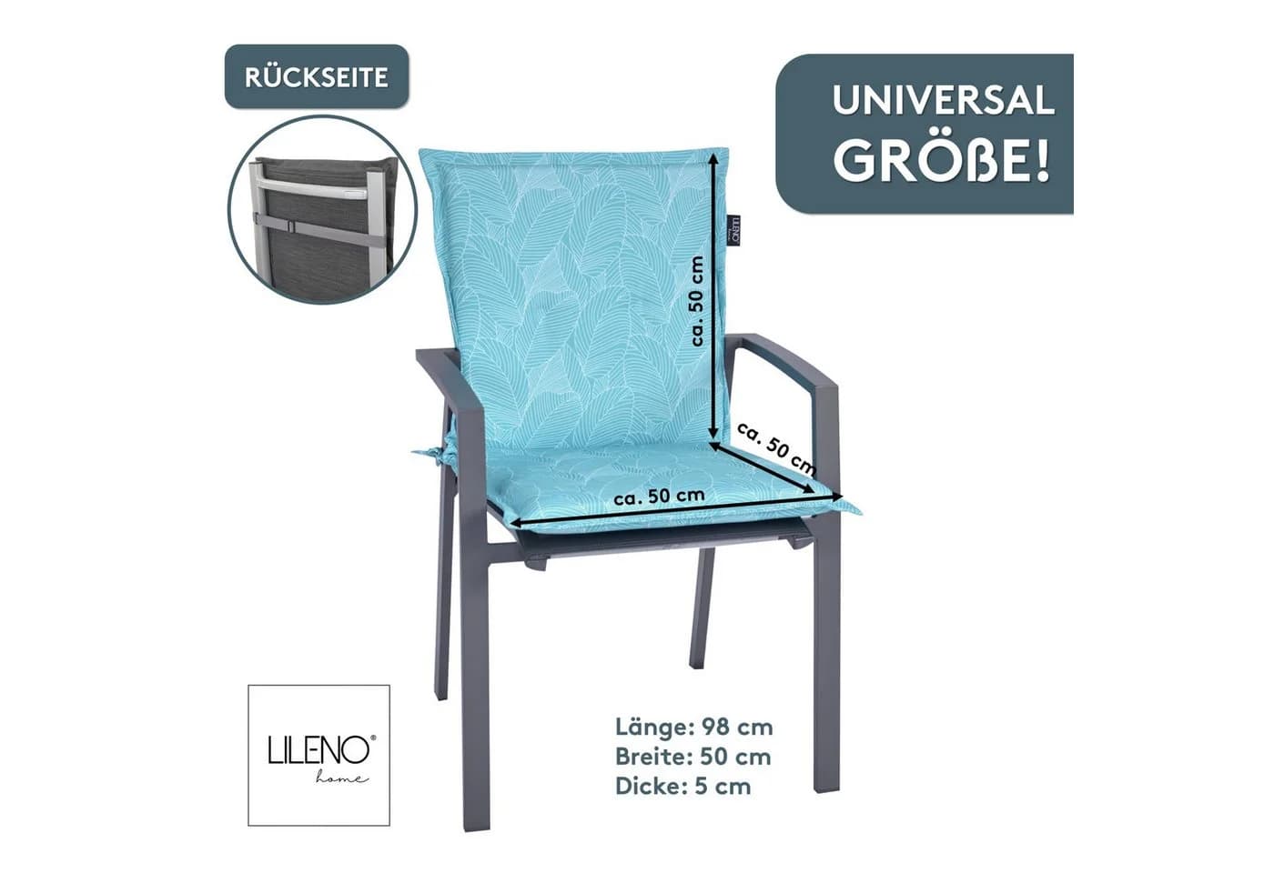 LILENO HOME Polsterauflage Niedriglehner Blätter Aqua