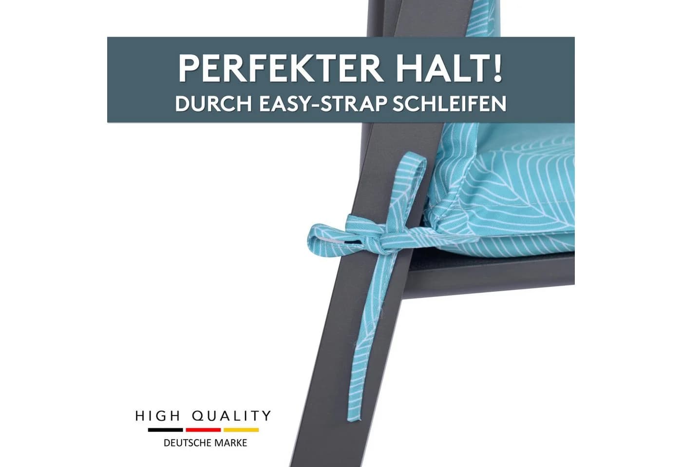 LILENO HOME Hochlehnerauflage Gartenstuhl Auflage Blätter Aqua - Bild 4