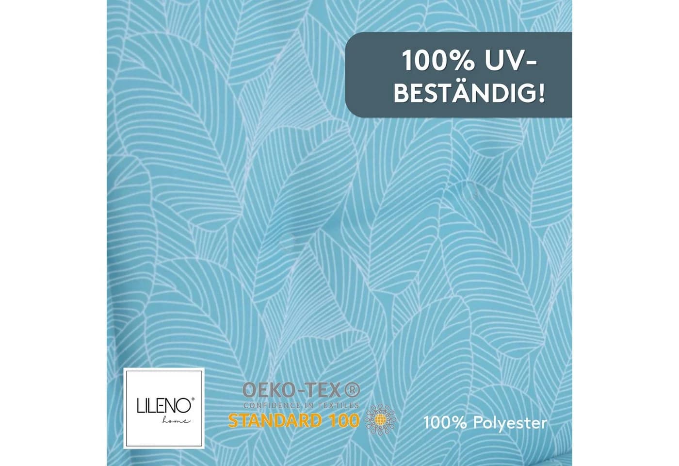 LILENO HOME Hochlehnerauflage Gartenstuhl Auflage Blätter Aqua - Bild 5