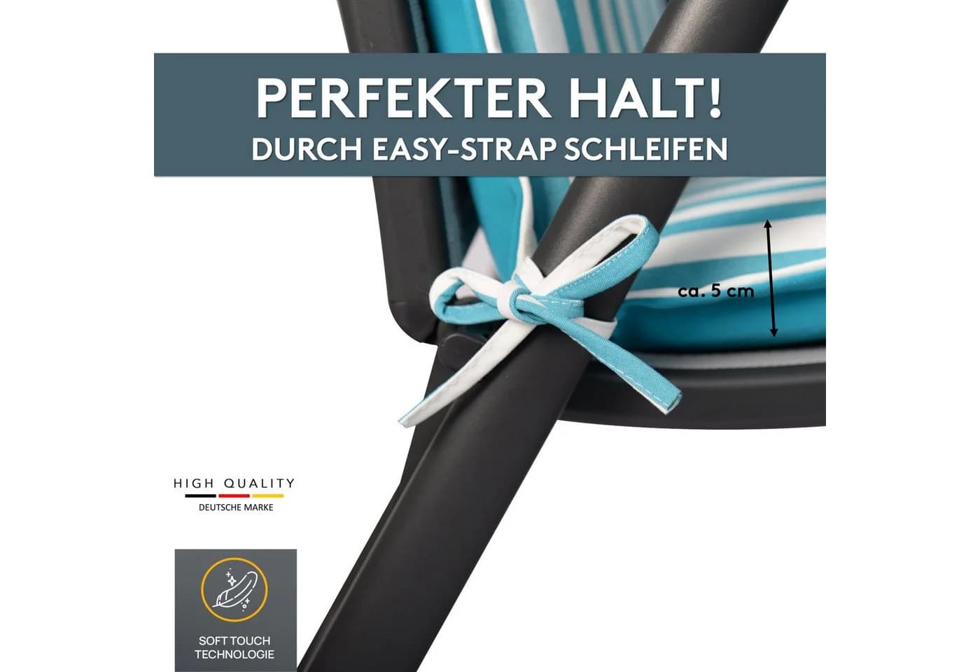 LILENO HOME Polsterauflage Gartenstuhl Niedriglehner Streifen Aqua - Bild 5