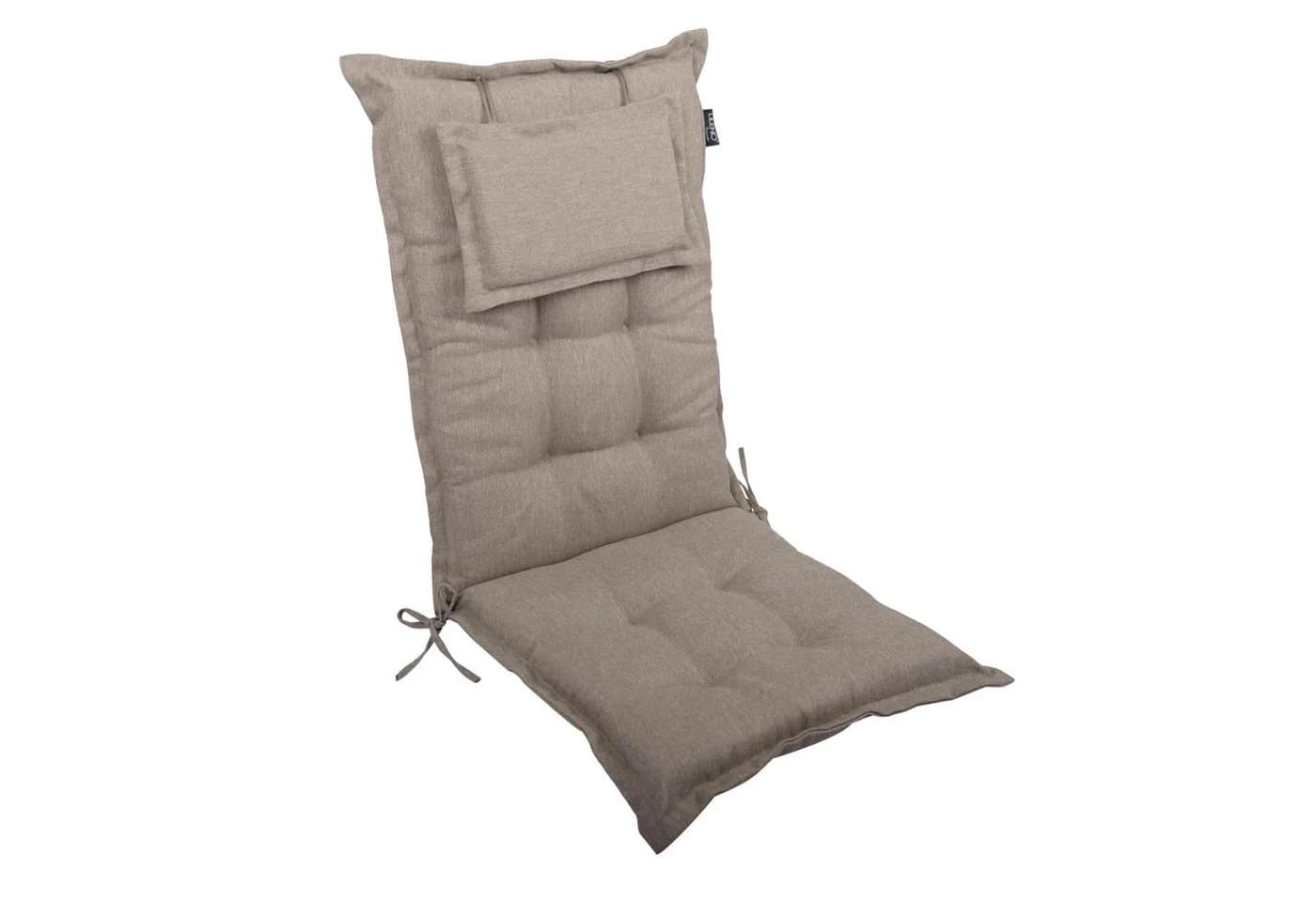 LILENO HOME Hochlehnerauflage Gartenstuhl Taupe mit Kopfkissen - Bild 2