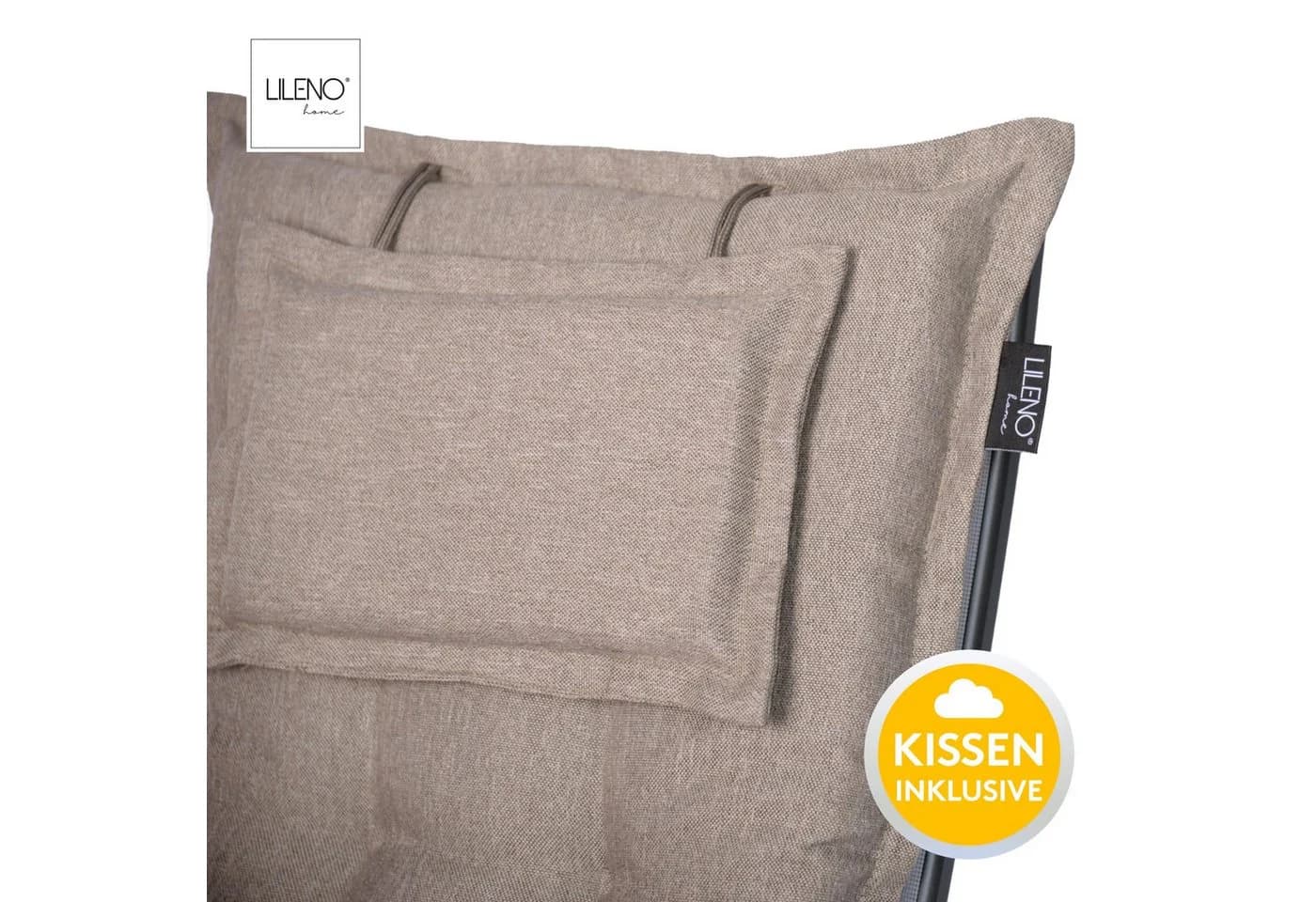 LILENO HOME Hochlehnerauflage Gartenstuhl Taupe mit Kopfkissen - Bild 4