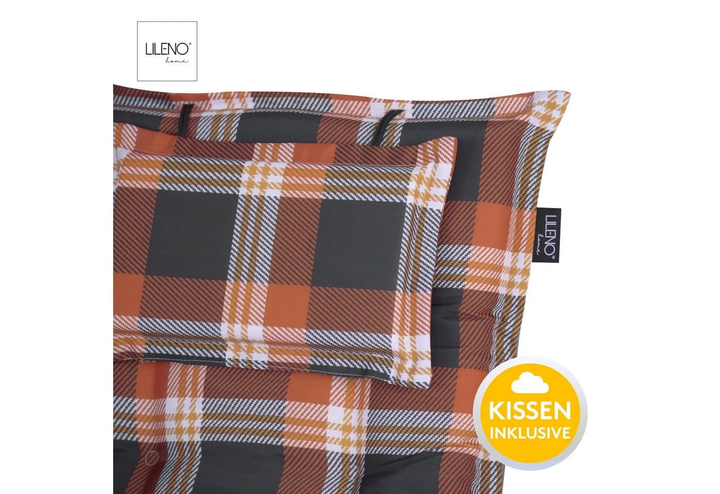 LILENO HOME Hochlehnerauflage Gartenstuhl Auflage Karo Rot - Bild 3