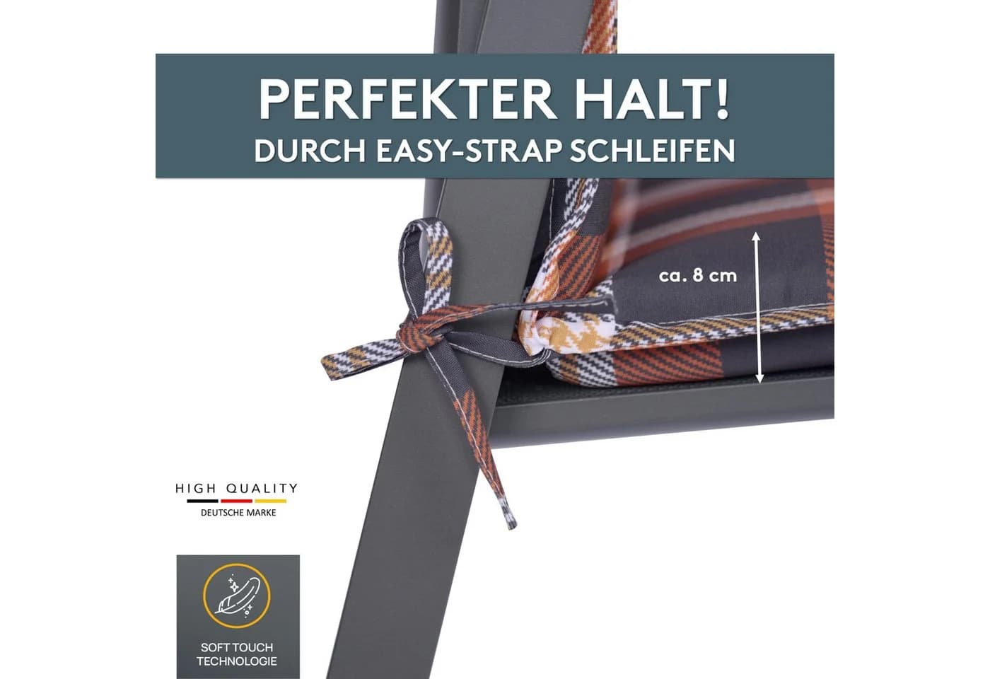 LILENO HOME Hochlehnerauflage Gartenstuhl Auflage Karo Rot - Bild 4