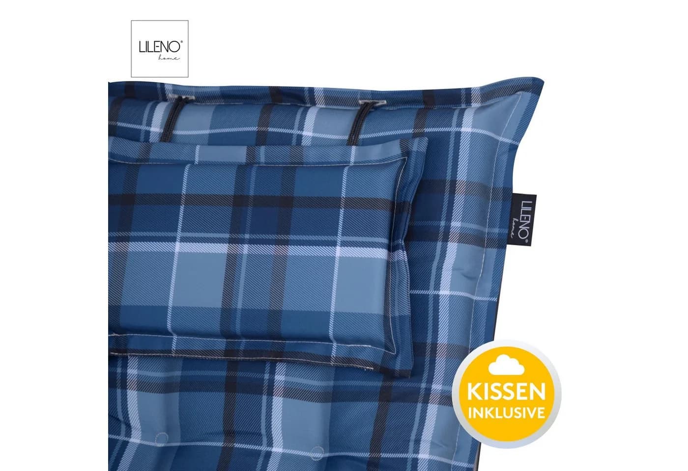 LILENO HOME Liegenauflage Karo Blau für Garten- & Strandliegen - Bild 4
