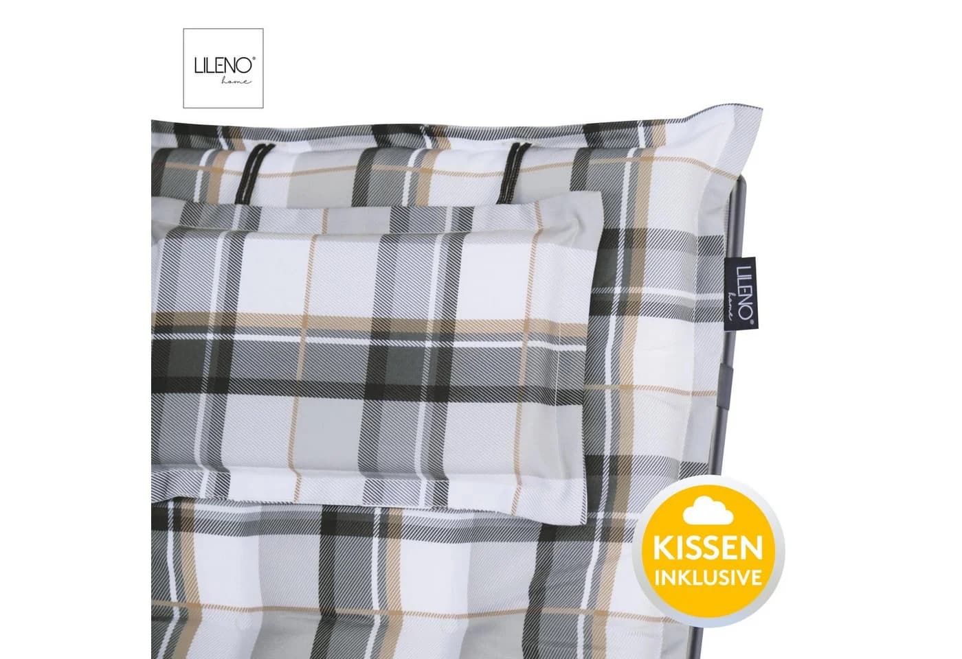 LILENO HOME Liegenauflage Grau Karo für Garten- & Strandliegen - Bild 4