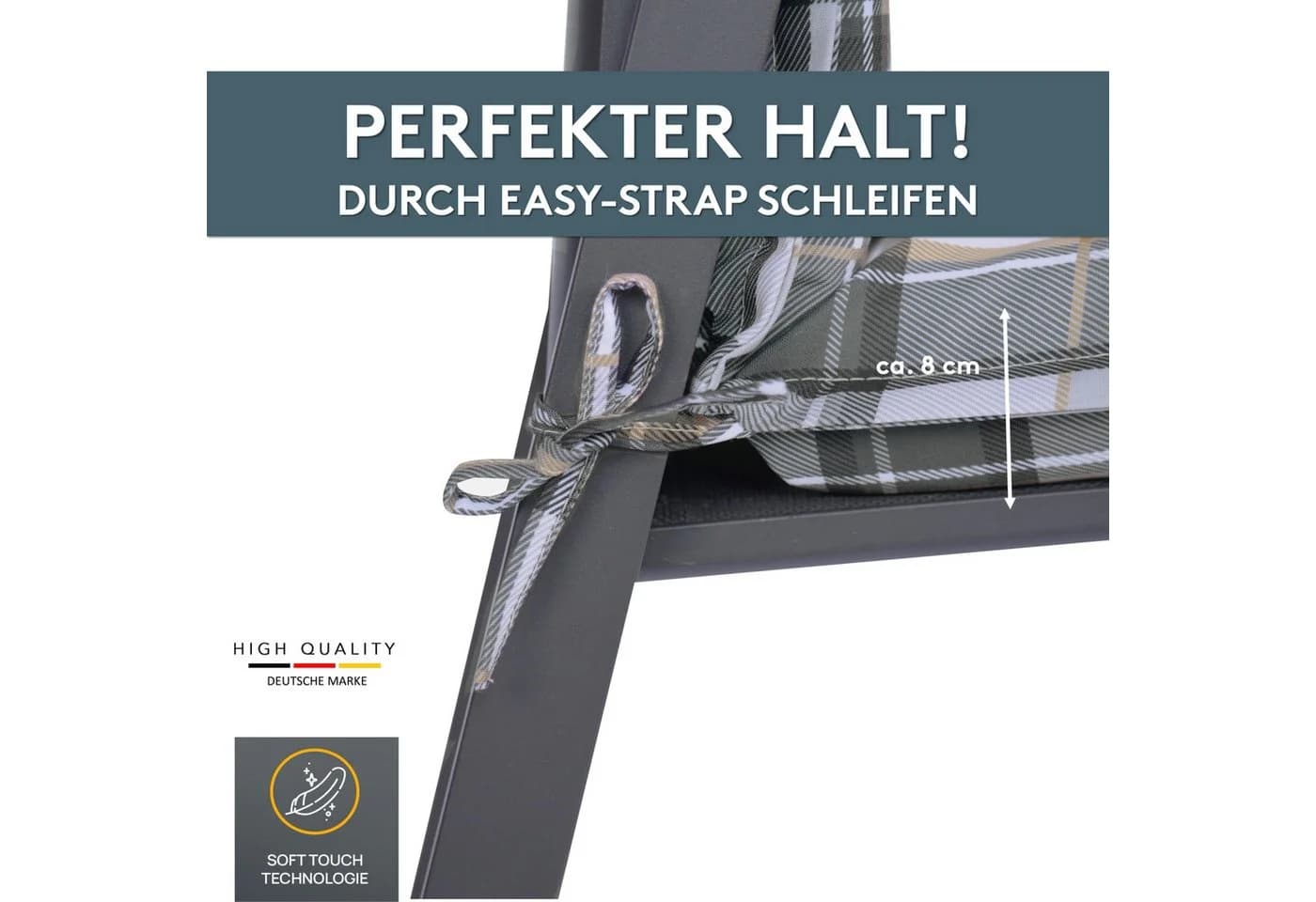 LILENO HOME Liegenauflage Grau Karo für Garten- & Strandliegen - Bild 5