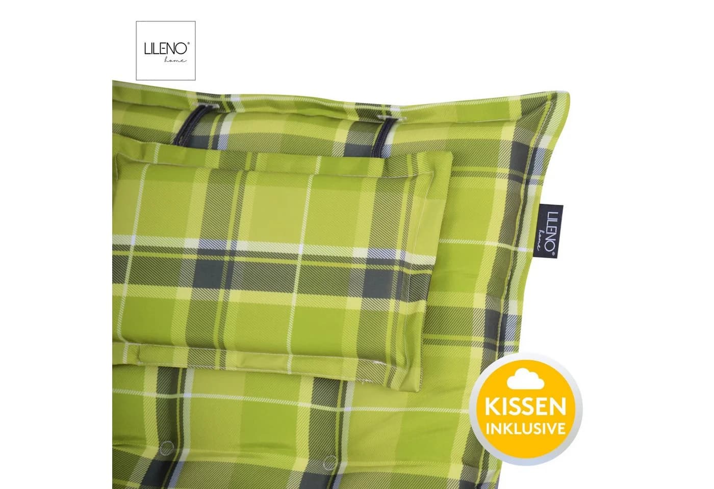 LILENO HOME Liegenauflage Karo Grün für Garten- & Sonnenliegen - Bild 4