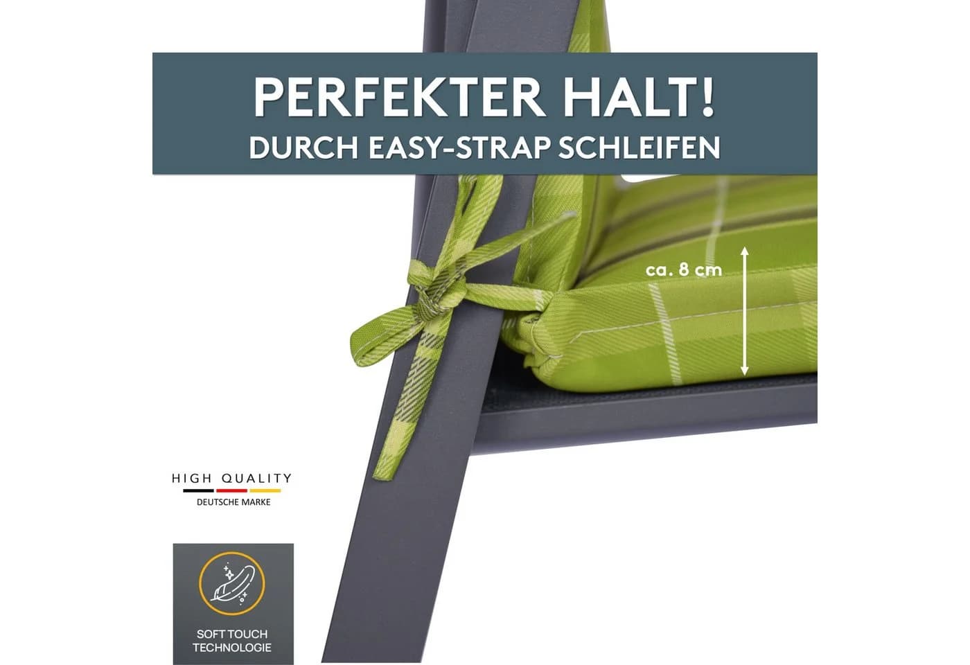LILENO HOME Liegenauflage Karo Grün für Garten- & Sonnenliegen - Bild 5