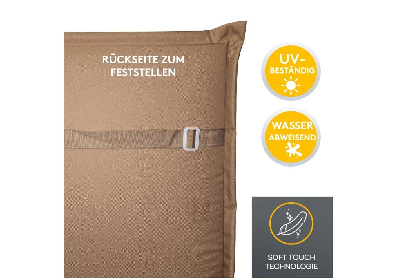 LILENO HOME Hochlehnerauflage Gartenstuhl Taupe mit Kopfkissen - Bild 4