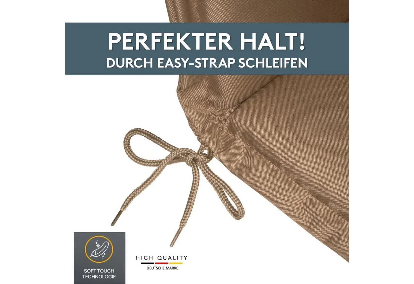 LILENO HOME Hochlehnerauflage Gartenstuhl Taupe mit Kopfkissen - Bild 5